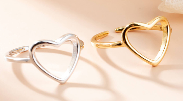 silver simple heart ring