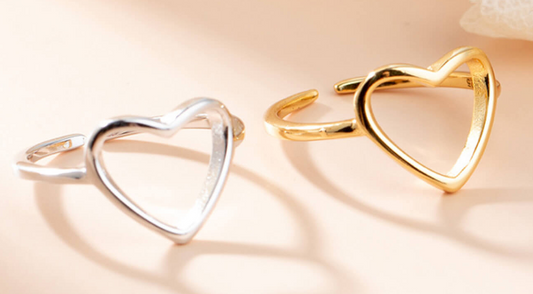 silver simple heart ring