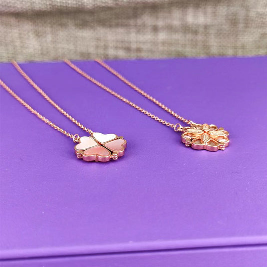 magnetic heart clover necklace