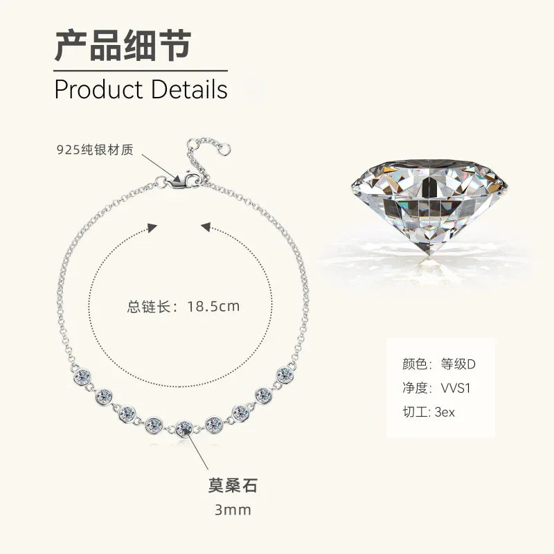 Delicate Moissanite Link Bracelet - JIMMY JEWELRY 01