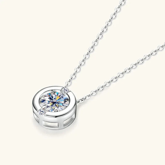 Halo Moissanite Pendant with Accent Stones - JIMMY JEWELRY 01