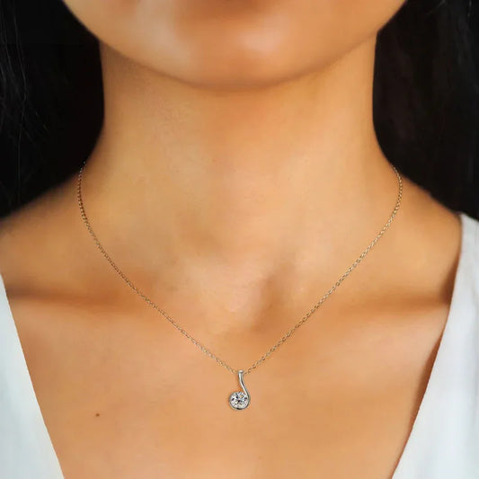 Curved Moissanite Necklace, 925 Silver - JIMMY JEWELRY 01