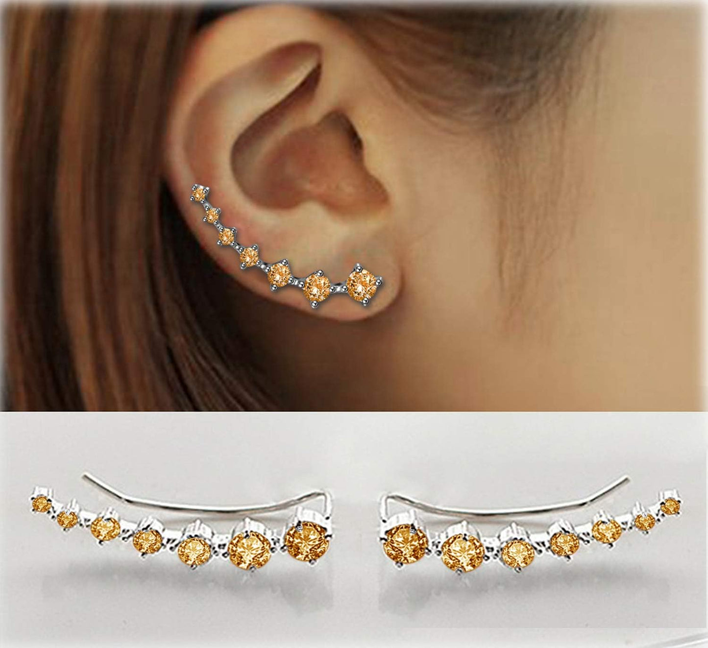 Zircon Ear Climber Earrings