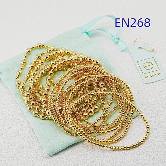 Gold-tone beaded bracelets with ribbon, mixed-size 16-piece set
