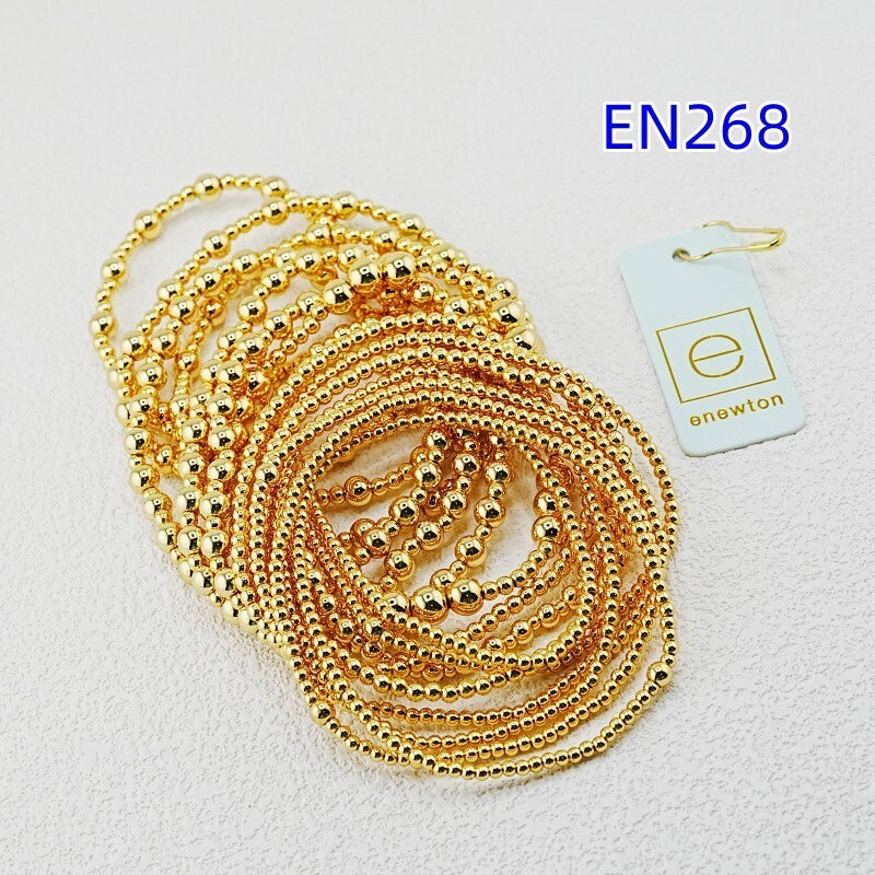 enewton gold-tone beaded bracelets, 16-piece mixed-size stack