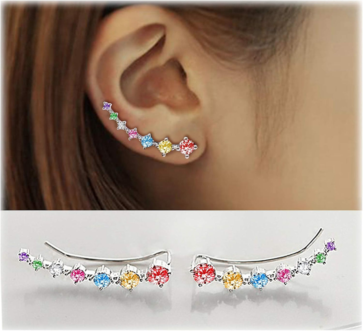 Zircon Ear Climber Earrings