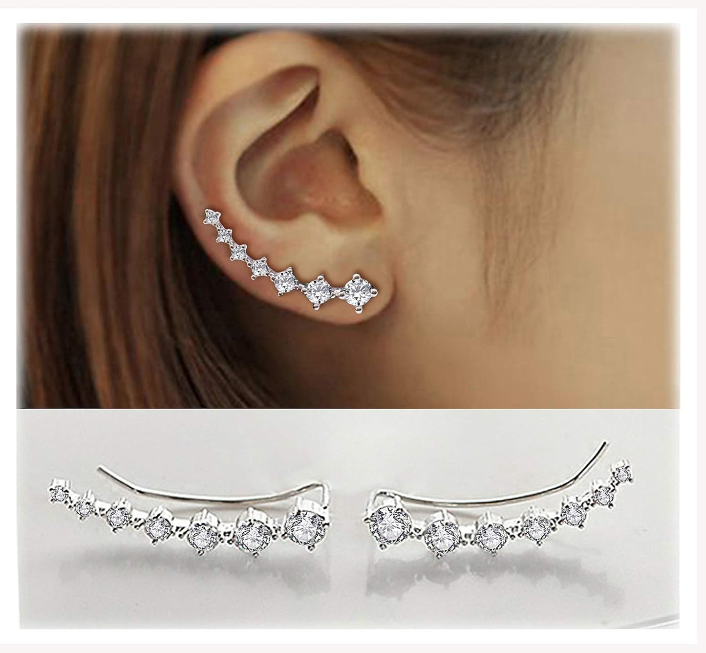 Zircon Ear Climber Earrings
