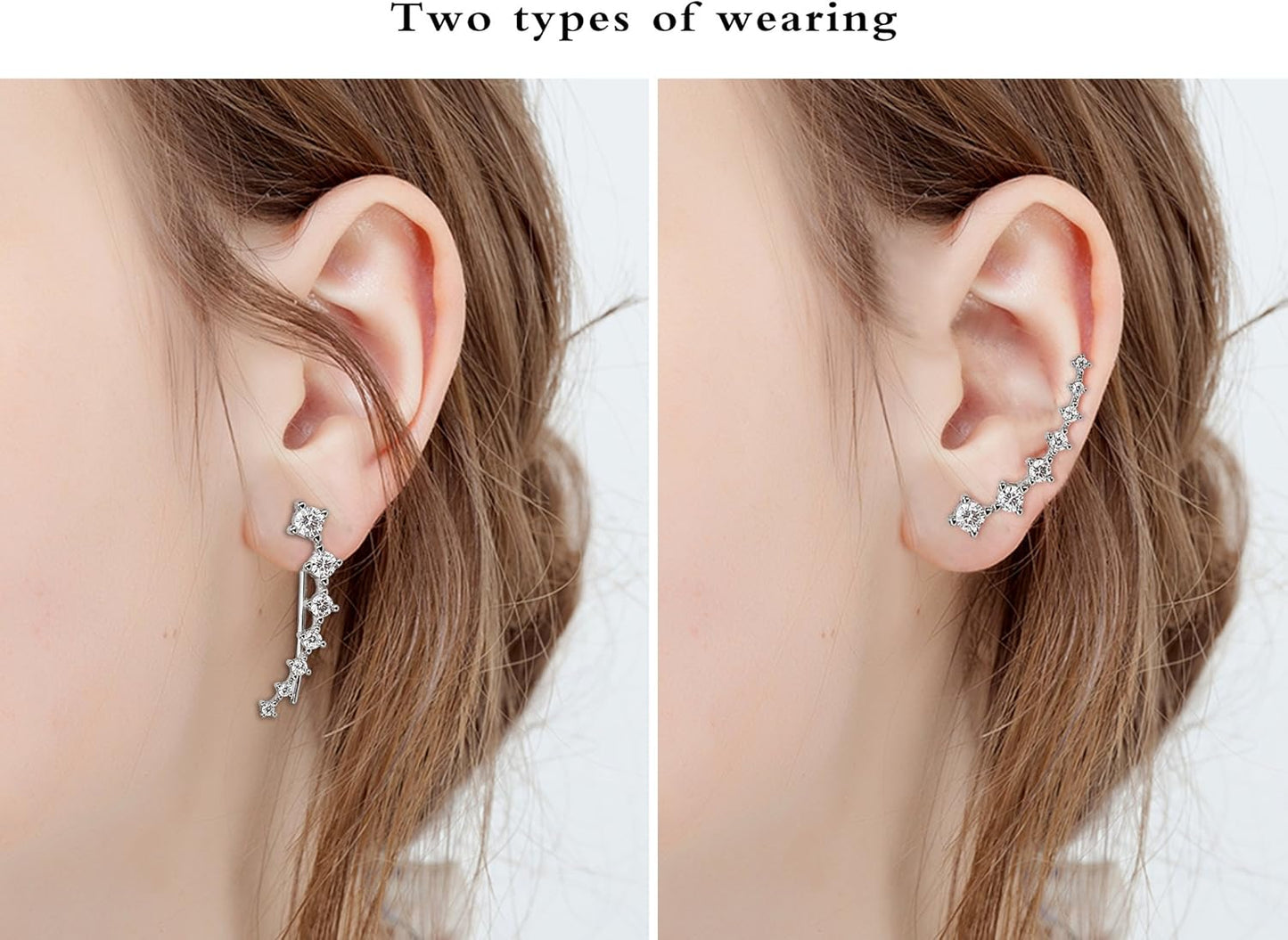 Zircon Ear Climber Earrings
