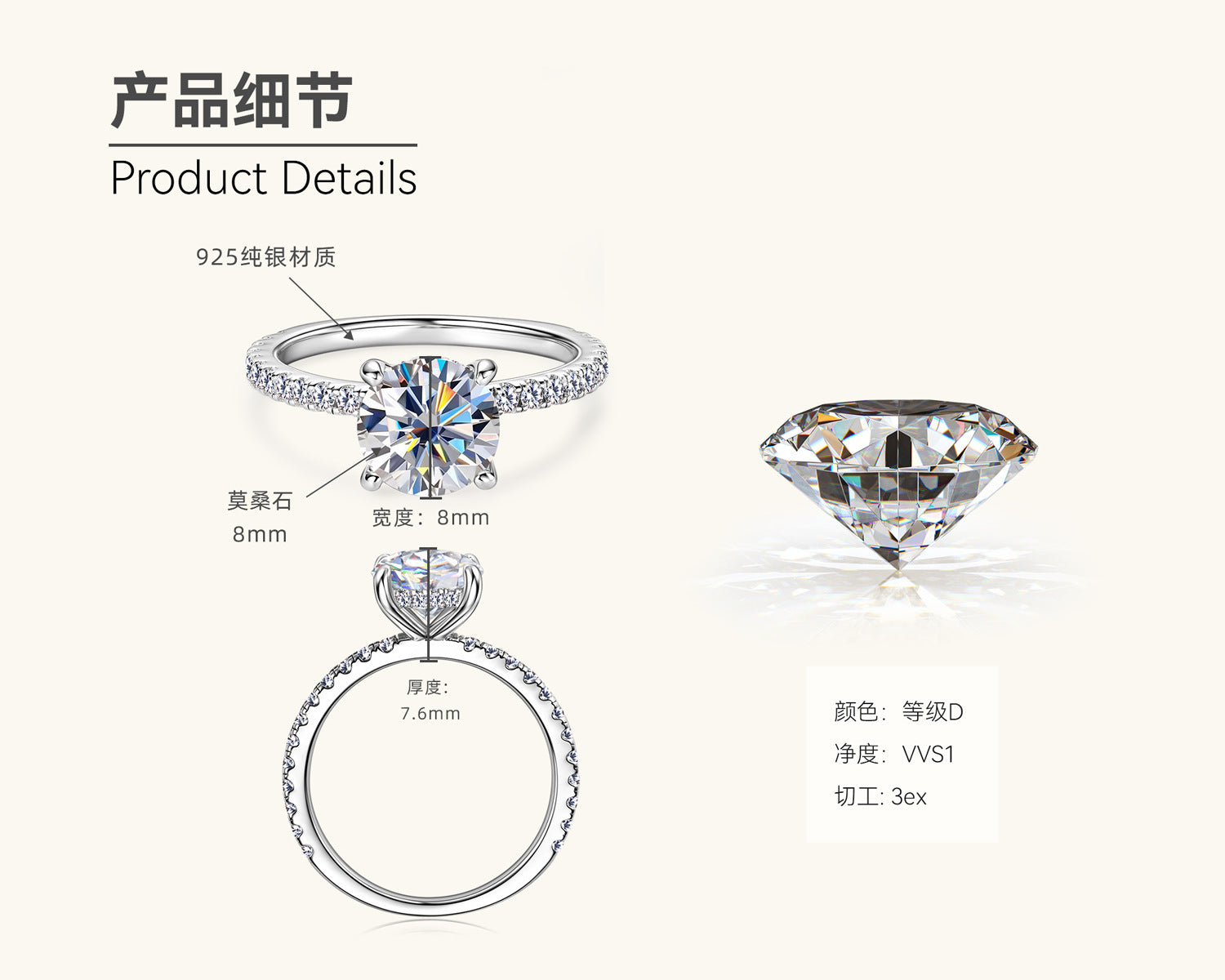 Brilliant Moissanite Diamond Simulant Ring