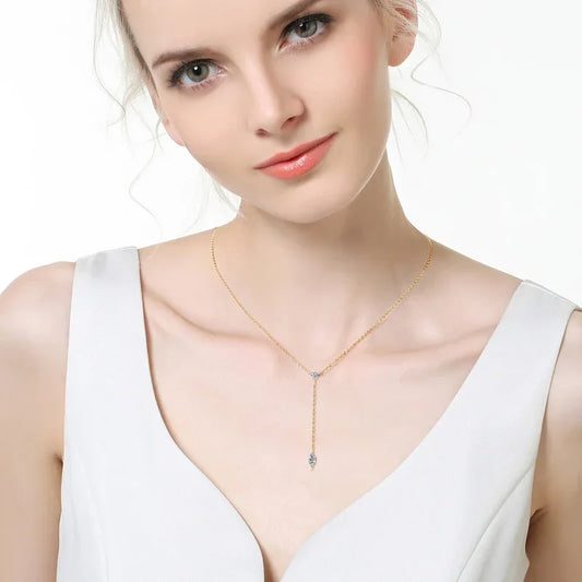 Elegant Moissanite Y Pendant Necklace - JIMMY JEWELRY 01