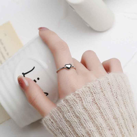 Sterling Silver Heart Ring - Elegant Open Heart Jewelry for Love and Connection - JIMMY JEWELRY 01