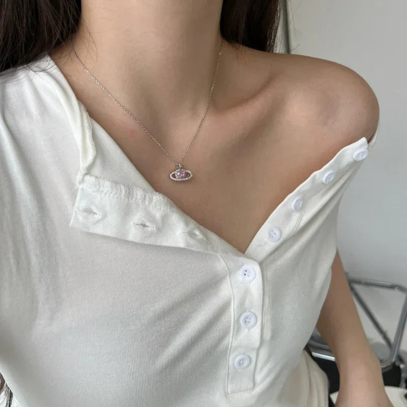 Silver Rhodium Plated Planet Necklaces - JIMMY JEWELRY 01