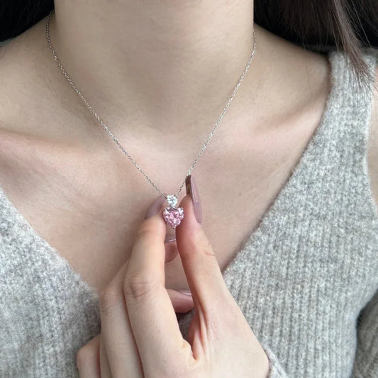 Cubic Zirconia Heart Pendant Necklaces - JIMMY JEWELRY 01