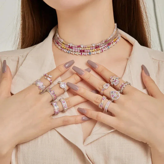Colorful Full Diamond 5A Zirconia Tennis Necklaces - JIMMY JEWELRY 01