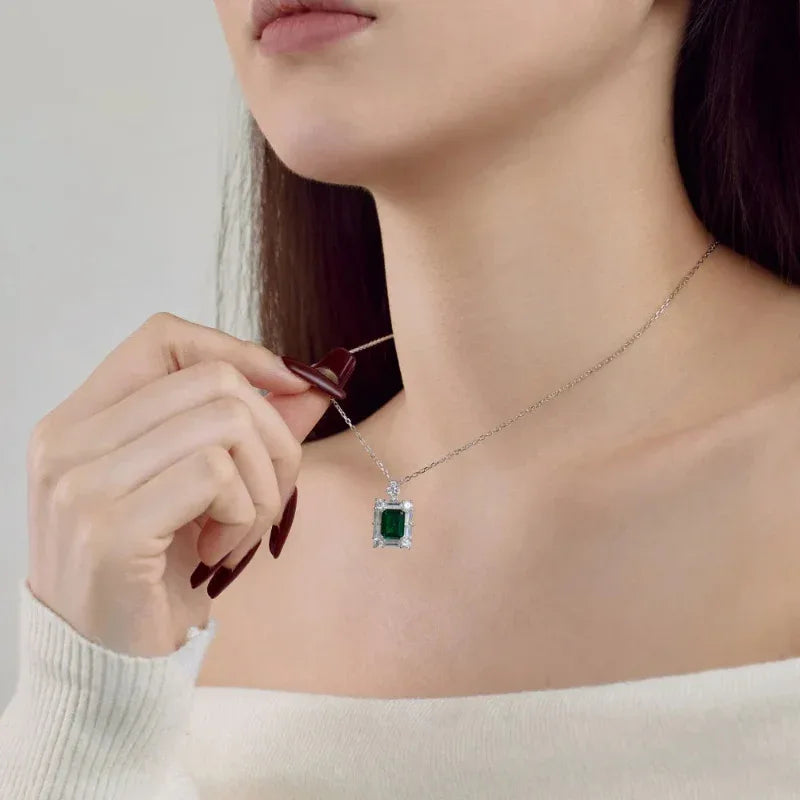 Emerald Diamond 5A Cubic Zirconia Pendant Necklace - JIMMY JEWELRY 01