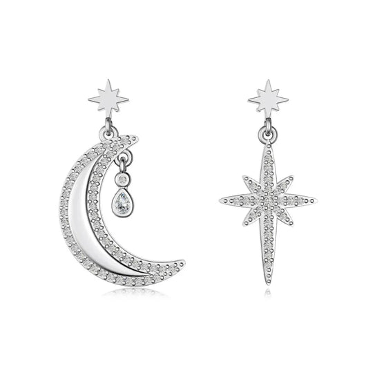 Crescent Octet Dissymmetry Dangle Stud Earrings - JIMMY JEWELRY 01
