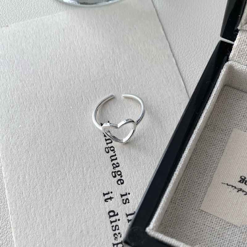 S925 Minimalist Hollow Heart Open Ring