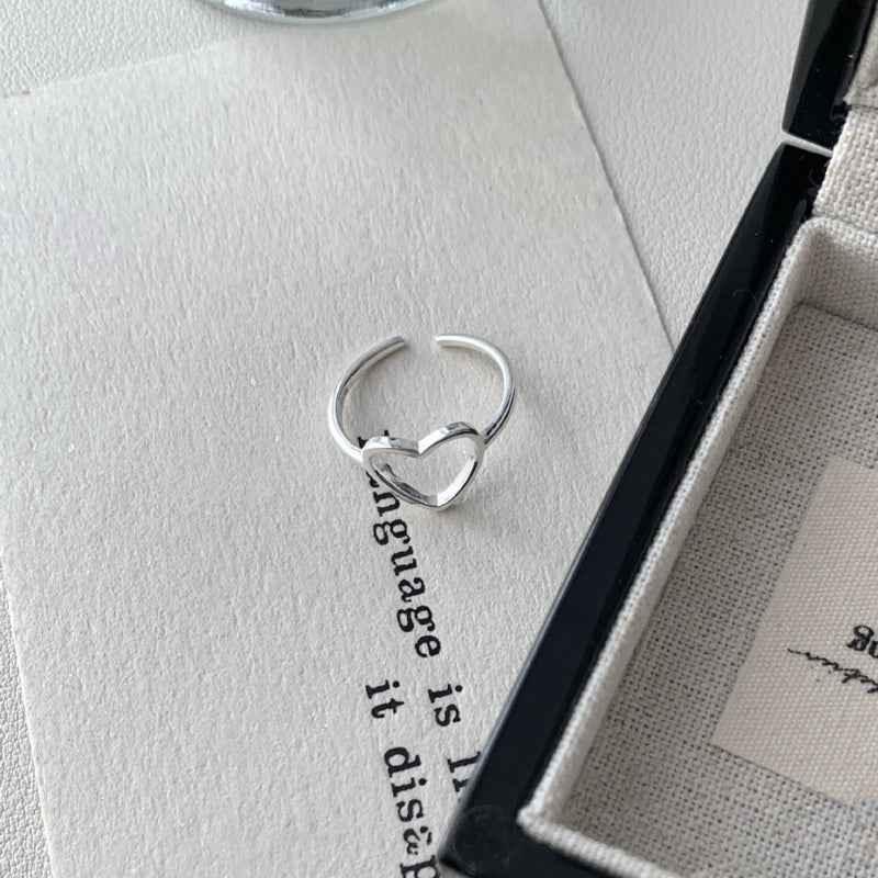 S925 Minimalist Hollow Heart Open Ring - JIMMY JEWELRY 01