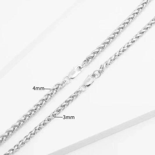 925 Sterling Silver Braided Wheat Necklace for Women and Men - JIMMY JEWELRY 01