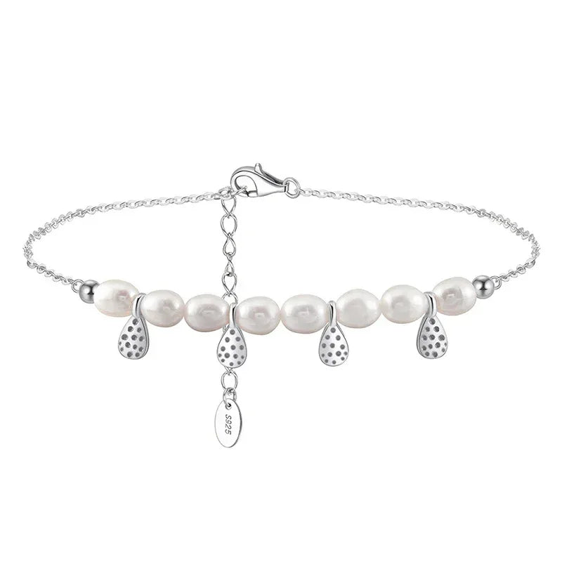 natural freshwater pearls silver anklet for girlfriend - JIMMY JEWELRY 01