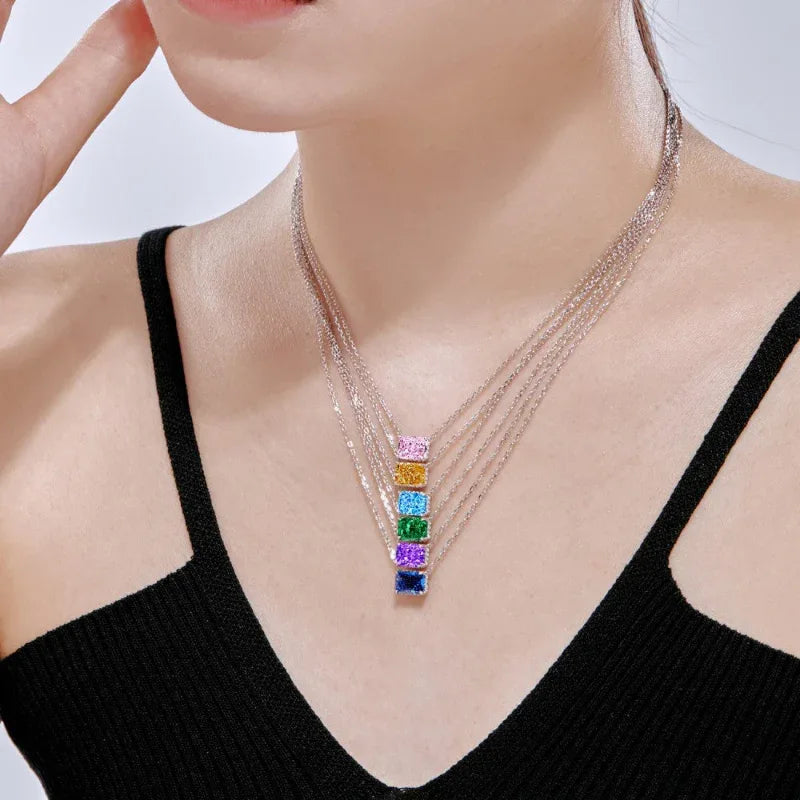 Rectangle Colorful Pendant Necklace for Women - JIMMY JEWELRY 01