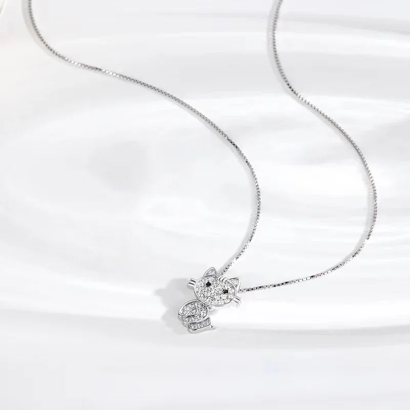 pave diamond cat necklace - JIMMY JEWELRY 01