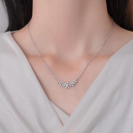 tiny diamond flower necklace - JIMMY JEWELRY 01