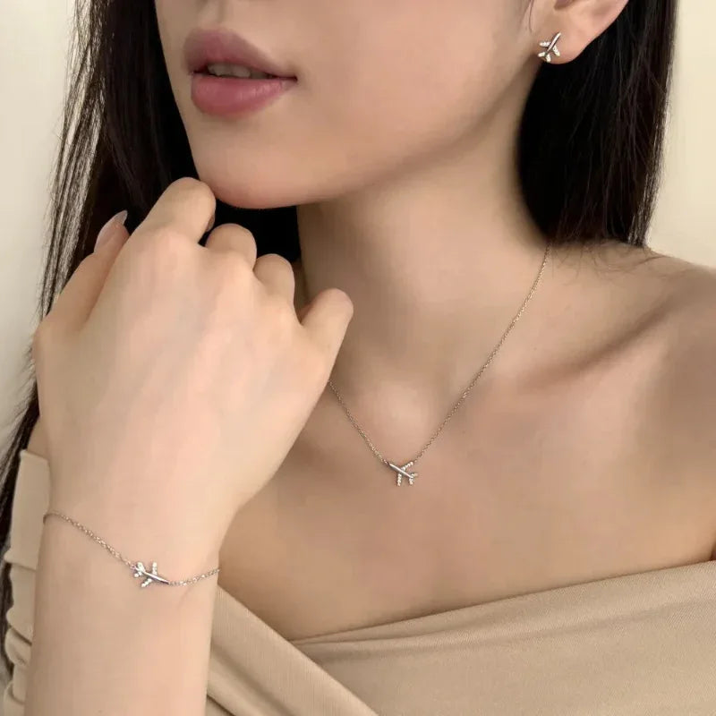 Fine Jewelry Airplane Pendant Necklaces For Women - JIMMY JEWELRY 01