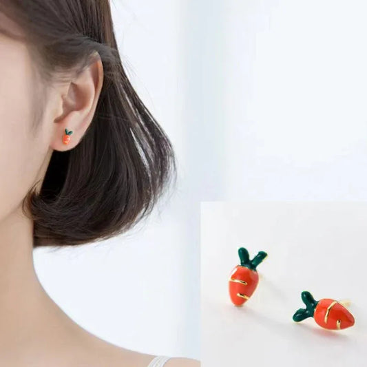 S925 silver enamel carrot stud earrings - JIMMY JEWELRY 01