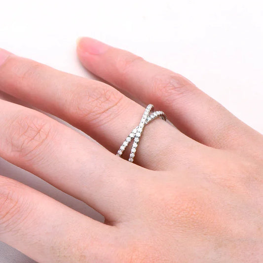 Criss-Cross Moissanite Ring - JIMMY JEWELRY 01
