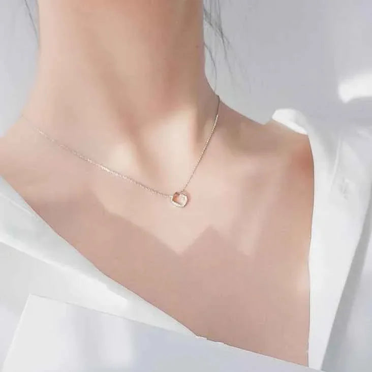S925 Sterling Silver Geometric Square Diamond Necklace - JIMMY JEWELRY 01
