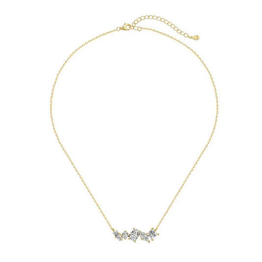 Gold-tone pendant necklace with five sparkling CZ stones and a short link chain