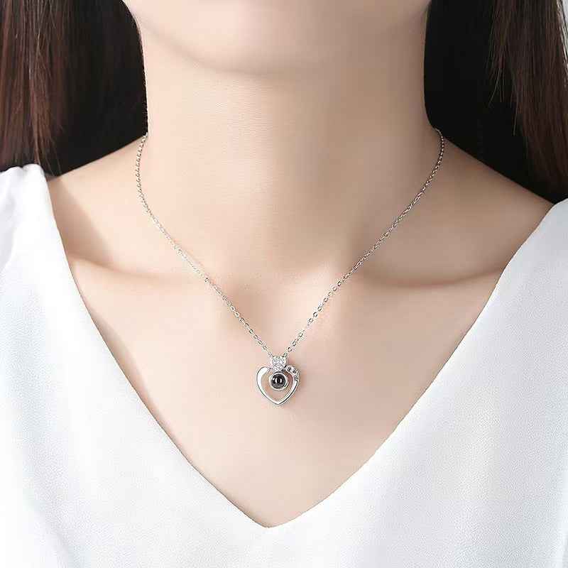 "Love You" Projection Heart Necklace