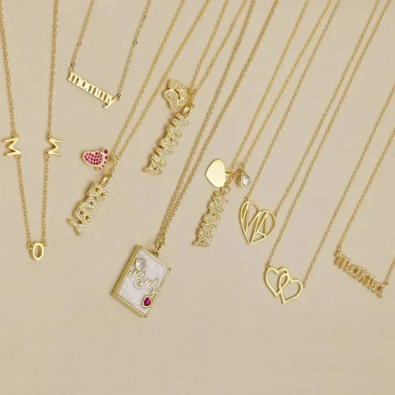 925 heart-shaped single diamond Mama letter necklace - JIMMY JEWELRY 01