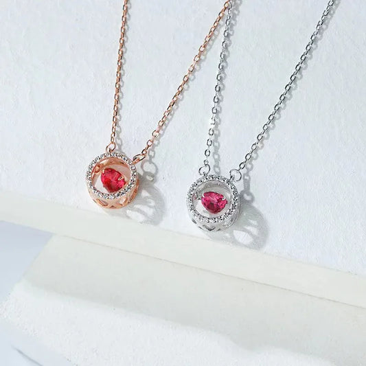 S925 Sterling Silver Beating Heart Diamond Necklace - JIMMY JEWELRY 01