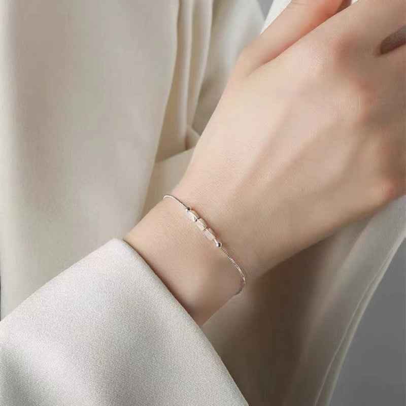 Unique Bead Chain Bracelet with Silver Accents