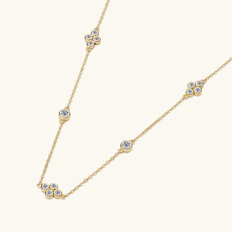 Delicate Silver Moissanite Satellite Necklace