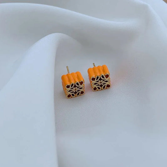 LOEWE Anagram Enamel Stud Earrings - JIMMY JEWELRY 01