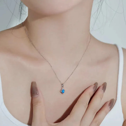 Tiny Opal Pendant Necklaces for girl - JIMMY JEWELRY 01