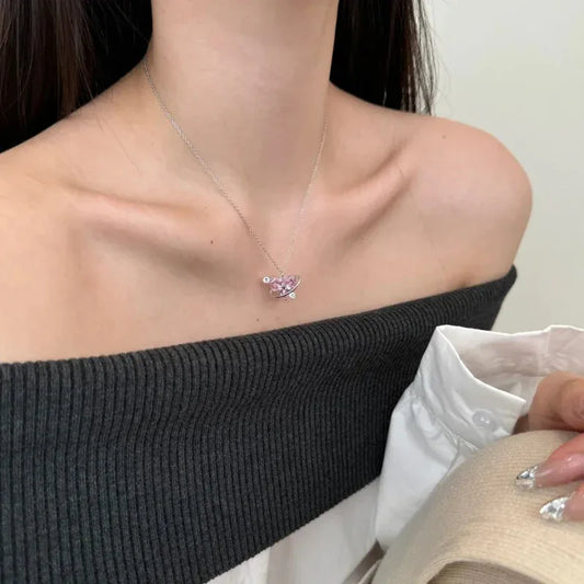 Pink Diamond Heart Love Pendant - JIMMY JEWELRY 01