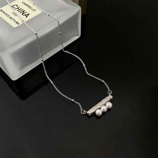 S925 Sterling Silver Pearl Textured Necklace - JIMMY JEWELRY 01