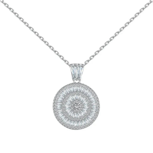 Baguette Eternity Zirconia Circle Pendant Necklace - JIMMY JEWELRY 01