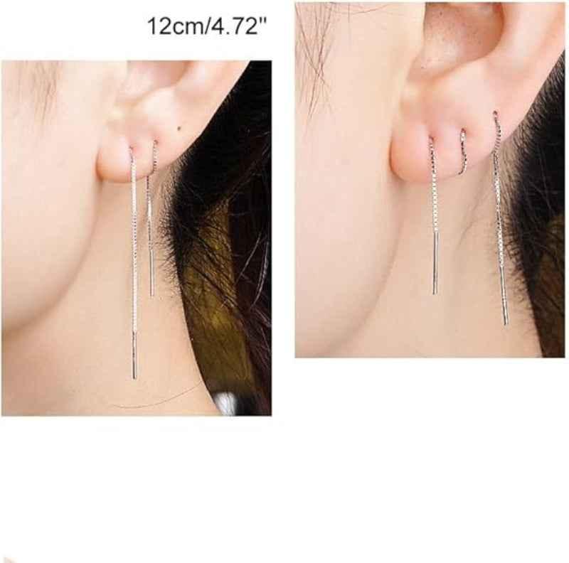 Sterling Silver Tassel Threader Drop Earrings - JIMMY JEWELRY 01