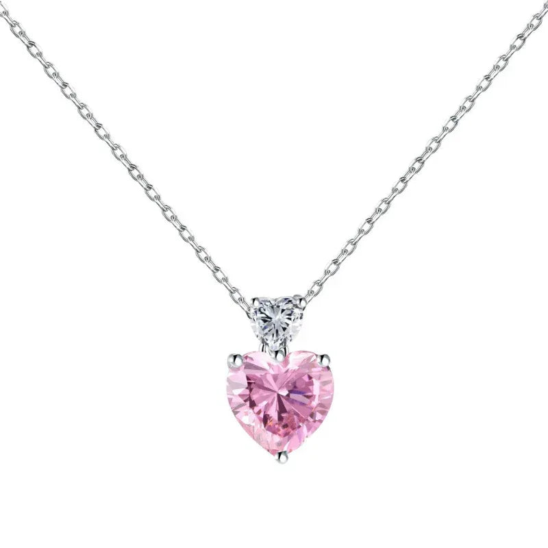 Cubic Zirconia Heart Pendant Necklaces - JIMMY JEWELRY 01