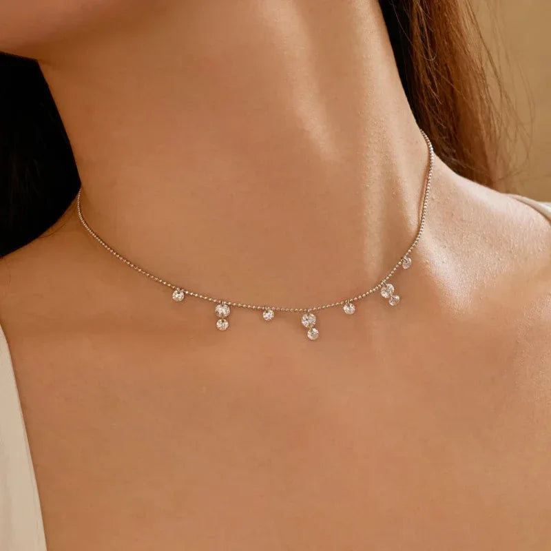 Beaded Chain Multiple Stones Diamond Women Pendant Necklace - JIMMY JEWELRY 01