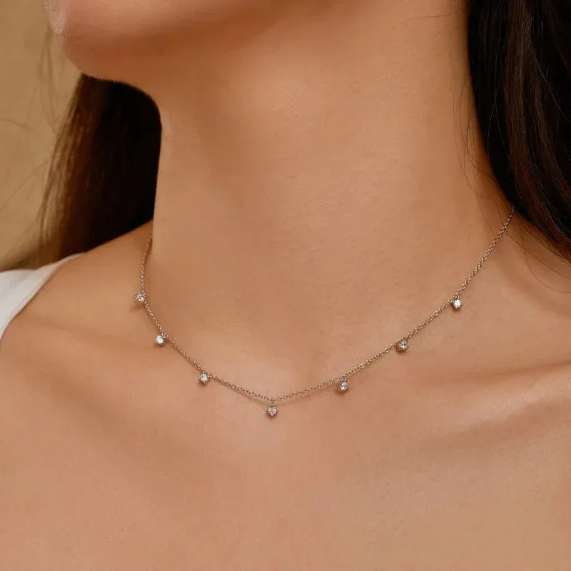 Multiple 5A Zirconia Tassels Pendant Necklace - JIMMY JEWELRY 01