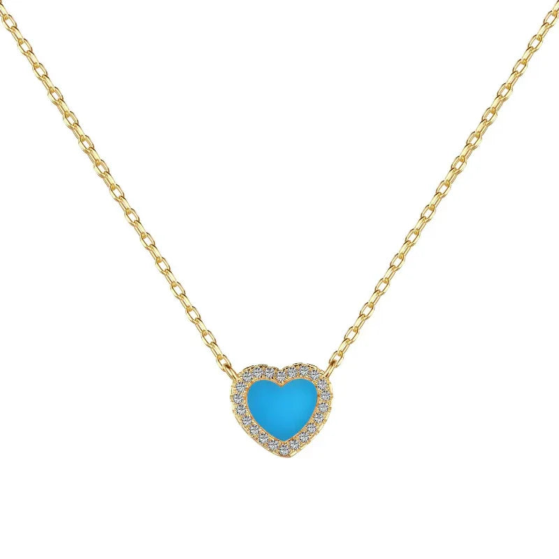 enamel heart pendant necklace - JIMMY JEWELRY 01