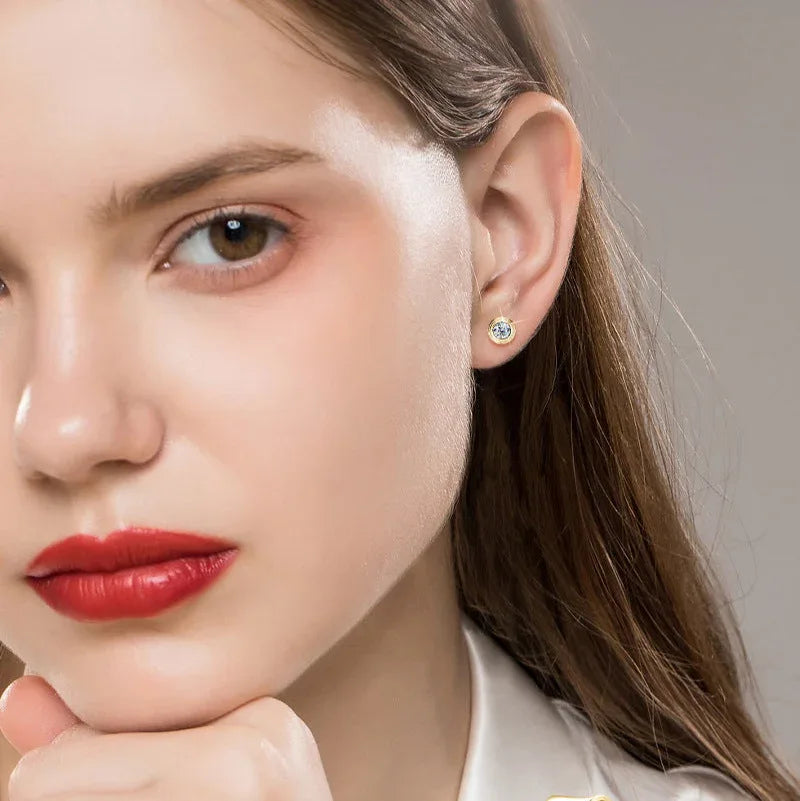 Bezel Set Moissanite Pendant Necklace Stud Earrings and Bracelet - JIMMY JEWELRY 01