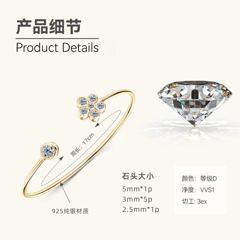 Radiant Moissanite & Gold Plated Bangle