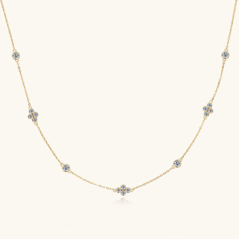 Pure Silver Moissanite Lariat Style Necklace